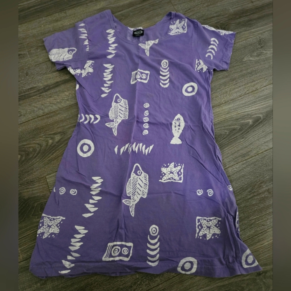 Vintage 90s Purple And White Exist Sports Line Vacation Swimsuit Bikini Cover Up